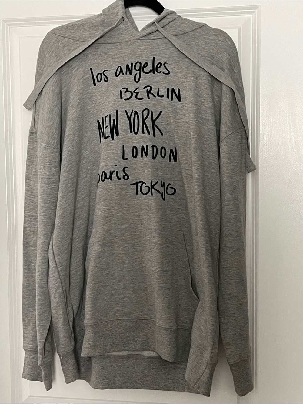 Mighty Fine Heather Gray Pullover Hoodie with City Script-Size 2X